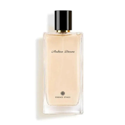 Perfume bottle labeled 'Arabian Dreams' by 'Essence Ethics' on a white background